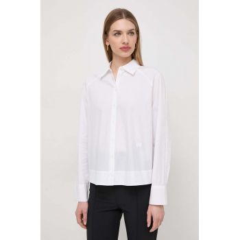 Armani Exchange camasa din bumbac femei, culoarea alb, cu guler clasic, regular de firma originala