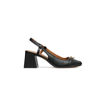 Geox pantofi de piele D CORONILLA culoarea negru, cu toc drept, cu toc deschis, D45D1A 00046 C9999 de firma originali