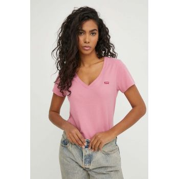 Levi's tricou din bumbac femei, culoarea roz