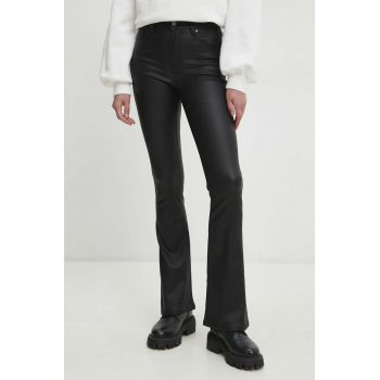 Answear Lab pantaloni femei, culoarea negru, evazati, medium waist