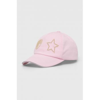 Chiara Ferragni șapcă de baseball din bumbac culoarea roz, cu imprimeu