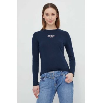 Tommy Jeans longsleeve femei, culoarea bleumarin DW0DW17840