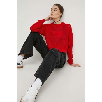 Tommy Jeans pulover de bumbac culoarea roșu DW0DW17755