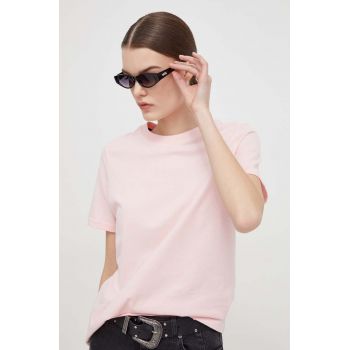 Superdry tricou din bumbac femei, culoarea roz