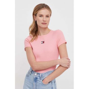 Tommy Jeans tricou femei, culoarea roz DW0DW17881