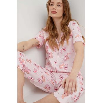 women'secret pijamale de bumbac Bear culoarea roz, bumbac, 3137600 de firma originale