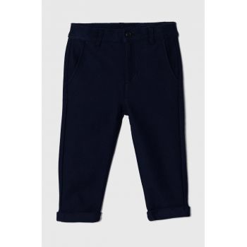 United Colors of Benetton pantaloni de bumbac pentru copii culoarea albastru marin, neted