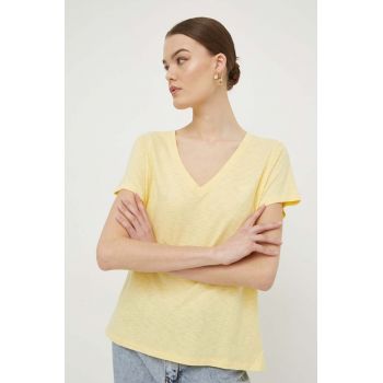 Superdry tricou femei, culoarea galben