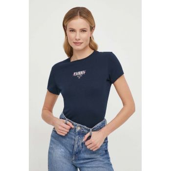 Tommy Jeans tricou femei, culoarea bleumarin DW0DW17839