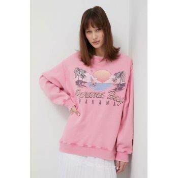 Hollister Co. bluza femei, culoarea roz, cu imprimeu