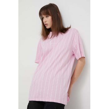 Karl Kani tricou din bumbac femei, culoarea roz