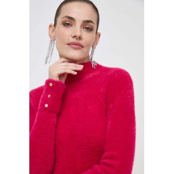 Morgan pulover femei, culoarea roz, cu turtleneck