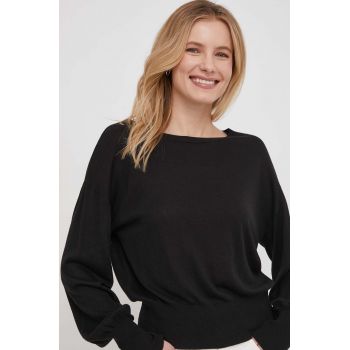 Sisley pulover din amestec de mătase culoarea negru, light