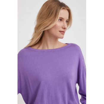 Sisley pulover din amestec de mătase culoarea violet, light