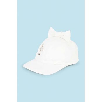 Mayoral șapcă din bumbac pentru copii culoarea alb, cu imprimeu