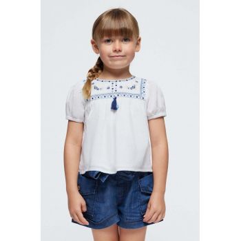Mayoral bluza de bumbac pentru copii culoarea alb, cu imprimeu