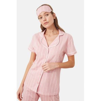 Set de pijama cu dungi si masca de dormit ieftine
