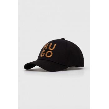 HUGO șapcă de baseball din bumbac culoarea negru, cu imprimeu 50502584