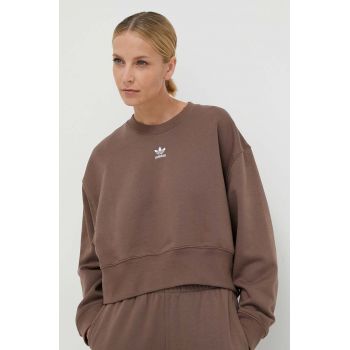 adidas Originals bluză Adicolor Essentials Crew Sweatshirt femei, culoarea maro, cu imprimeu, IR5971