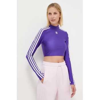 adidas Originals longsleeve femei, culoarea violet, cu turtleneck IR8133