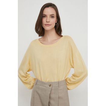 Sisley pulover din amestec de mătase culoarea galben, light
