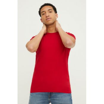 Hollister Co. tricou din bumbac barbati, culoarea rosu, neted