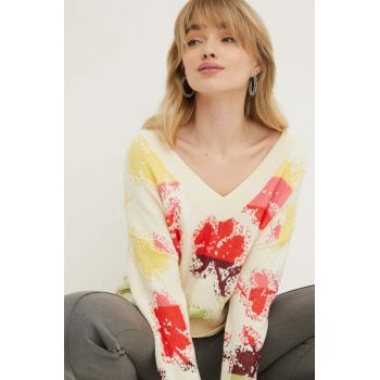 Desigual pulover femei, culoarea bej, light