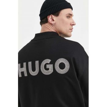 HUGO hanorac de bumbac bărbați, culoarea negru, cu imprimeu 50509978