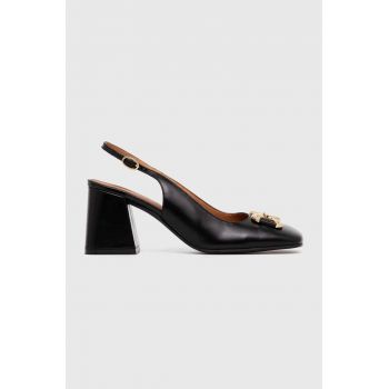 Jonak pantofi de piele DOUBLE culoarea negru, cu toc drept, cu toc deschis, 3400187 de firma originali