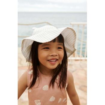 Liewood pălărie din bumbac pentru copii Amelia Seersucker Sun Hat With Ears culoarea violet, bumbac