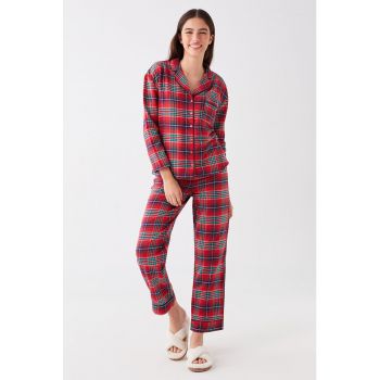 Pijama lunga in carouri de firma originale