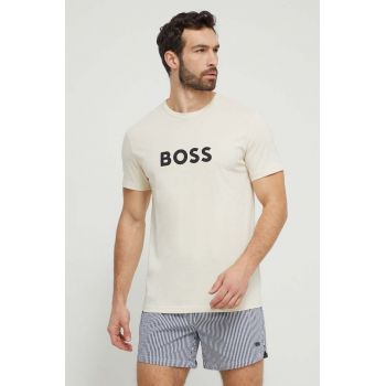 BOSS tricou din bumbac bărbați, culoarea alb, cu imprimeu 50503276