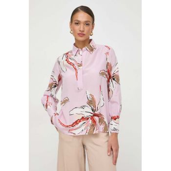 Marella bluză de mătase culoarea roz, cu model 2413110000000