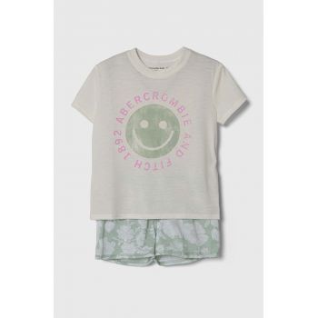 Abercrombie & Fitch pijama copii culoarea verde, modelator