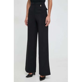 Elisabetta Franchi pantaloni femei, culoarea negru, lat, high waist