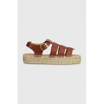 Barbour sandale de piele Paloma femei, culoarea maro, cu platforma, LFO0703TA32