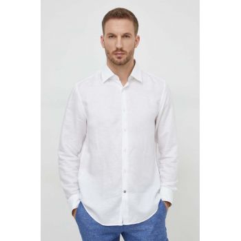 BOSS cămașă de in culoarea alb, cu guler clasic, regular 50513676