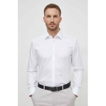 BOSS cămașă din bumbac bărbați, culoarea alb, cu guler clasic, regular 50512842