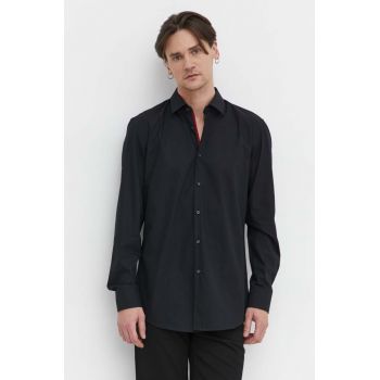 HUGO cămașă din bumbac bărbați, culoarea negru, cu guler clasic, slim 50513932