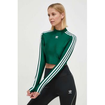 adidas Originals longsleeve femei, culoarea verde, cu turtleneck IR8136