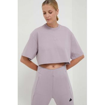 adidas tricou din bumbac femei, culoarea violet IR8867