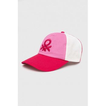 United Colors of Benetton șapcă din bumbac pentru copii culoarea roz, modelator
