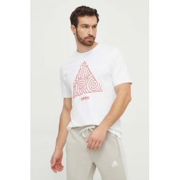 adidas tricou din bumbac TIRO bărbați, culoarea alb, cu imprimeu IN6257