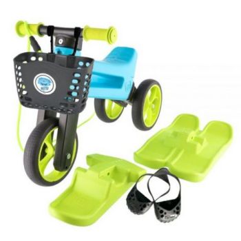 Bicicleta fara pedale Funny Wheels Rider YETTI SUPERPACK 3 in 1 Blue Lime