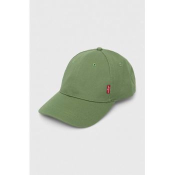 Levi's șapcă de baseball din bumbac culoarea verde, neted