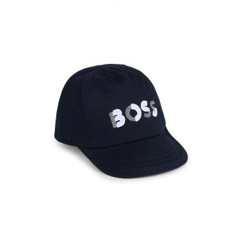 BOSS șapcă din bumbac pentru copii culoarea albastru marin, cu imprimeu