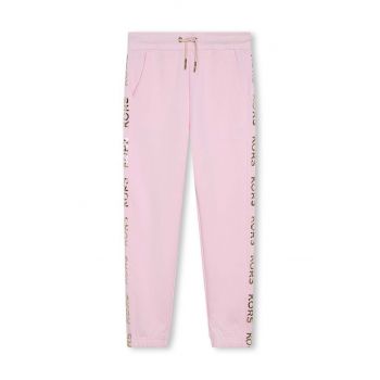 Michael Kors pantaloni de trening din bumbac pentru copii culoarea roz, neted