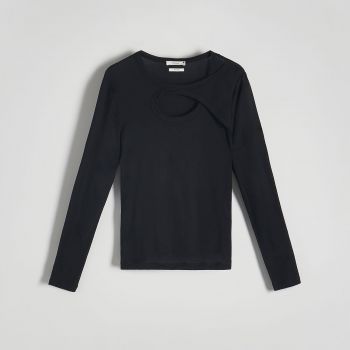 Reserved - Bluză cu decupaj decorativ - Negru