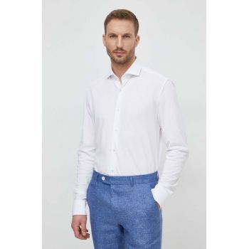 BOSS cămașă din bumbac bărbați, culoarea alb, cu guler italian, regular 50513647