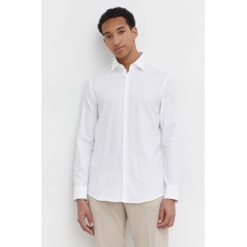 HUGO cămașă din bumbac bărbați, culoarea alb, cu guler clasic, slim 50500965